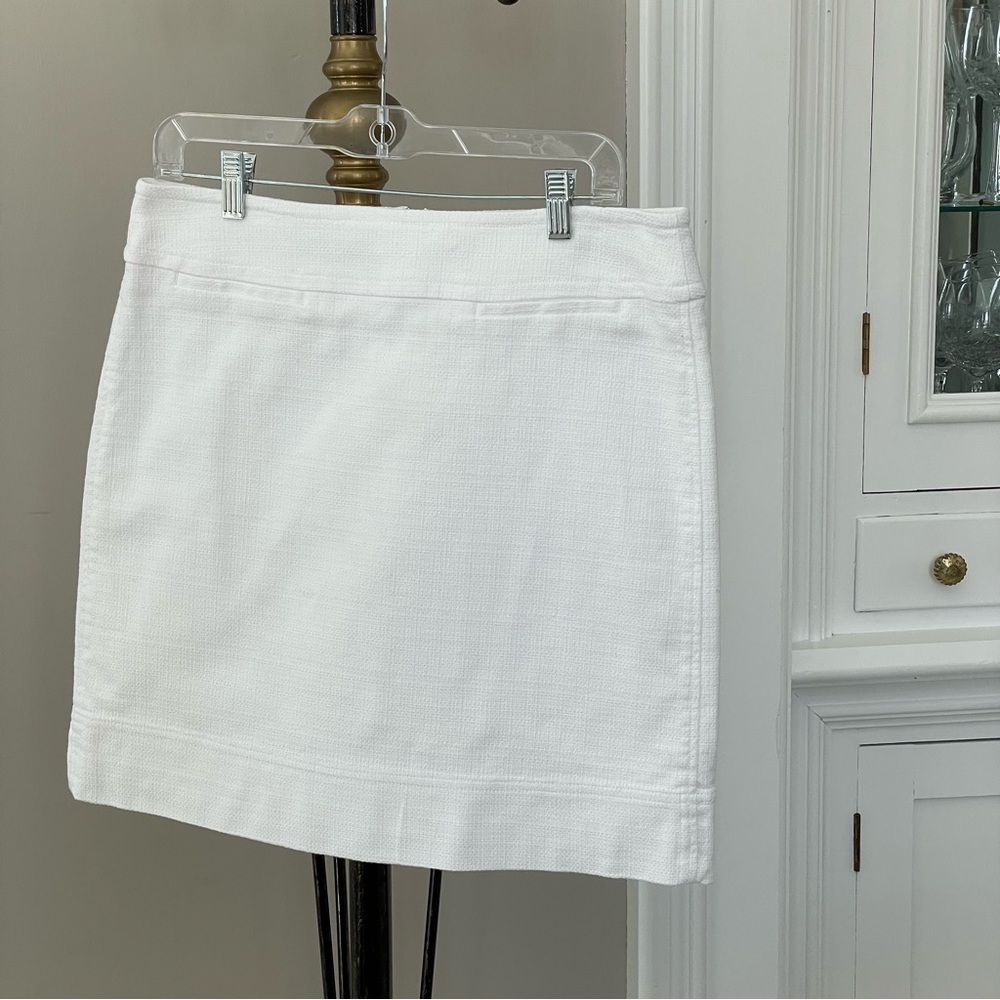 Talbots Skirt Womens 8 White NWOT Texture Stretch Lined Exposed Zipper Casual